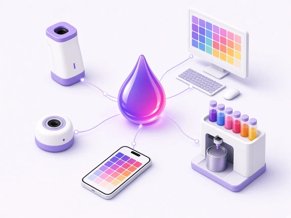 GFCTinter connects to spectrophotometers, colorimeters, smartphones, PCs and tinting machines